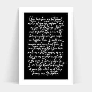 CUSTOM VOWS FRAMED BLACK & WHITE