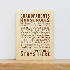 Grandparents House Rules Plaque