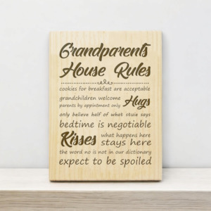 Grandparents House Rules Plaque