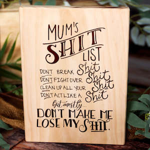 Mums List Plaque