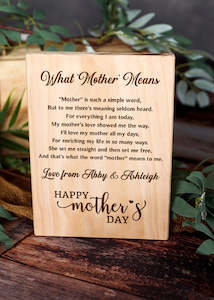 Gift: What 'Mother' Means Plaque