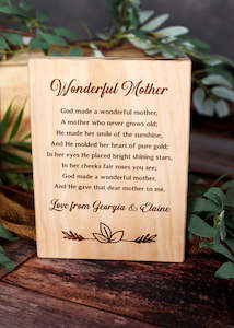 Wonderful Mother Plaque