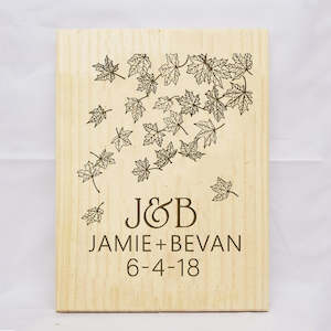 Gift: Falling Leaves Anniversary Date Plaque