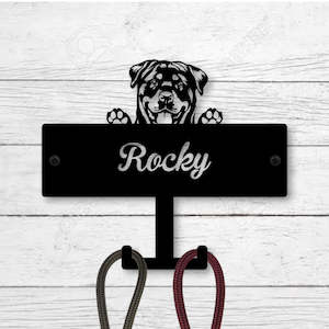 Peeking Rottweiler Lead Holder (Personalised)