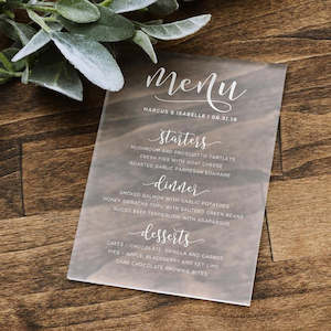 Acrylic Wedding Menus