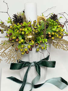 Flower: Green & Gold Candle Arrangement