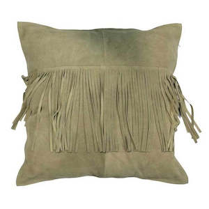 Suede Fringed Cushion - Fawn