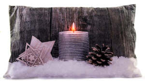 LED Cushion- Silver Candle