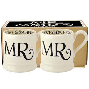 Black Toast Mr & Mr Set of 2 Half Pint Mugs