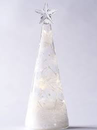 Gift: Tall (24cm) Clear Cone Tree with Feathers