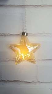 Champagne Hanging Glass Star w/seedlights