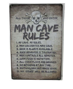 Gift: Man Cave Rules- Tin Sign