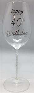 40th Crystal Stem Wine Glass