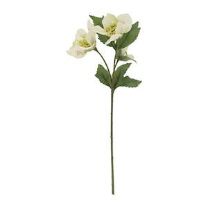 *28CM XMAS ROSE STEM WHITE