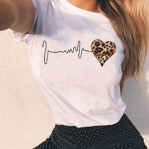 Pulse Heart Cotton T-shirt -WHITE