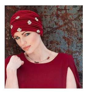 Jewel Turban - Red Golden Flower