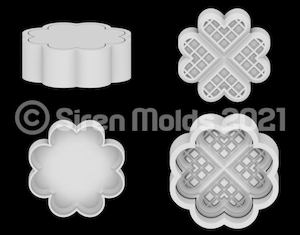 Printing: Segmented Heart Waffle 3 Piece Bath Bomb Mold