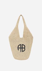 Anine Bing | Small Leah Hobo - Natural With Black