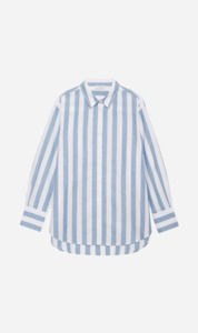 Clothing: Anine Bing | Plaza Shirt - White & Blue Stripe