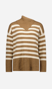 Clothing: Caitlin Crisp | Rupert Knit - Tan Stripe