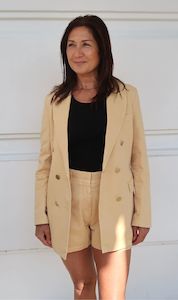 Clothing: Forte Forte | Old Peach Gabardine Double Breasted Blazer - Honey