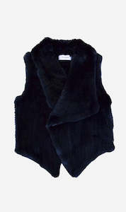 Clothing: Yves Salomon | Vest 45cm Knitted Rex Rabbit - Black