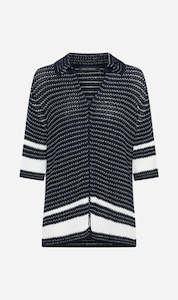 Camilla and Marc | Reef Knit Boyfriend Shirt - Navy/Soft White