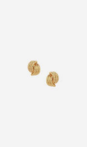 Anine Bing | Small Crossover Ribbed Earrings - Gold