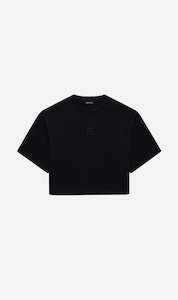 Clothing: Anine Bing | Myers Cropped Tee Framed Monogram - Black