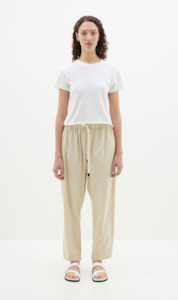 Bassike | Pleated Cotton Pull On Pant - Agate Grey