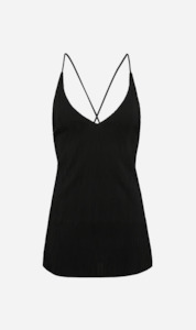 Clothing: Bassike | Textured V Neck Camisole - Black