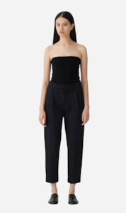 Bassike | Stretch Twill Pleat Pant - Black