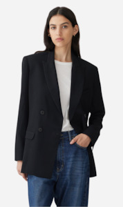 Bassike | Twill Double Breasted Blazer - Black