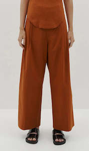 Bassike | Relaxed Pleat Front Pant - Orange Rust