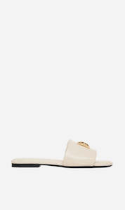 Clothing: Anine Bing | Ria Slides Gold Monogram - Ivory