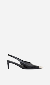 Clothing: Anine Bing | Nina Heels With Metal Toe Cap - Black Embossed