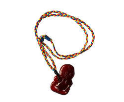 Carnelian Hei tiki on multi colour woven strand