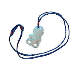 Moonstone hei tiki with blue woven strand