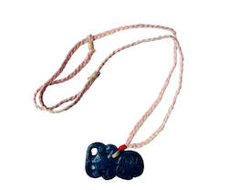 Lapis lazuli hei tiki on pink and natural woven strand