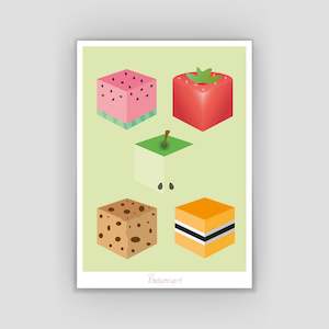 Art: A4 Fruit Cube Print