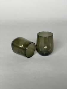 kitchen and table: GLASS TUMBLER PAIR SITU GREEN