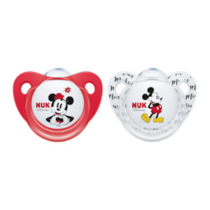 NUK - Disney Mickey & Minnie, Twin Pack 0-6M Silicone Soothers