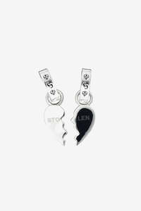 Stolen Girlfriends Club Two Part Heart Set Charm - Silver