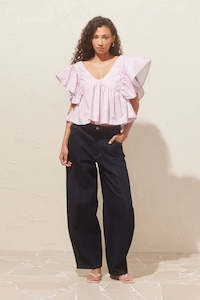 Ruby: Ruby Noni Ruffle Top - Lilac Stripe