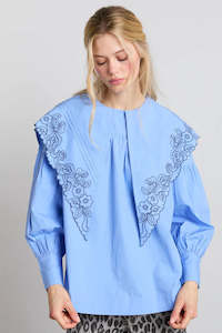 Womens Tops Shirts: Damson Madder Candy Blouse - Business Blue