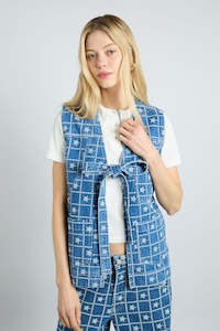 Womens Tops Shirts: Damson Madder Dilly Vest - Broderie Snake