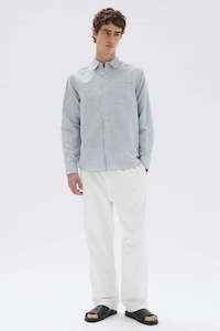 Mens Sale: Assembly Hasting Linen Check Shirt - Haze