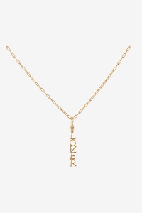 Baby Anything: Baby Anything Lover With Single Diamond Small Vertical Pendant - 14k Yellow Gold