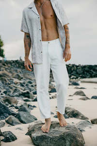 Clothing: Ottway the Label Miller Textured Linen Pant White Mens