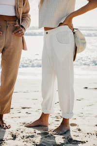 Ottway the Label Miller Textured Linen Pant White Womens